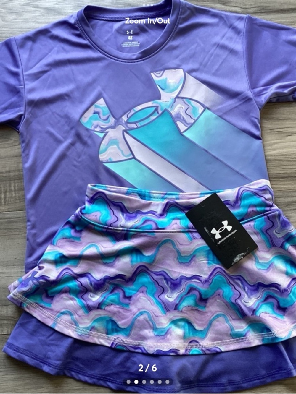 Under Armour Purple Tee with Aqua & Teal Graphic and Marble Skort